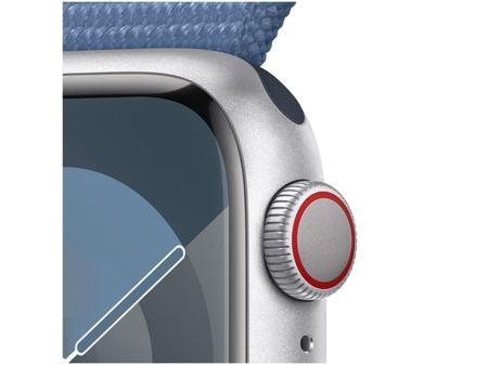 Imagem de Apple Watch Series 9 GPS + Cellular Caixa Prateada de Alumínio 41mm Pulseira Loop Esportiva Azul-inverno (Neutro em Carbono)