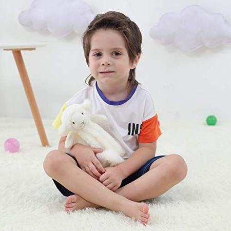 Imagem de Apricot Lamb Luxury Snuggle Plush White Lamb Sheep Infant Stuffed Animals Security Manto Nursery Character Blanket (Cordeiro Branco, 14 Polegadas)