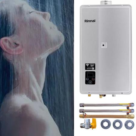 Aquecedor Água a Gás Rinnai REU E33 FEH 33 Litros PRETO Kit Ligação -  Aquecedor de Água e Acessórios - Magazine Luiza