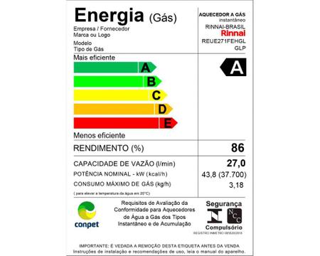 Imagem de Aquecedor De Água a Gás Rinnai REU E27 FEH 27 Litros Prata