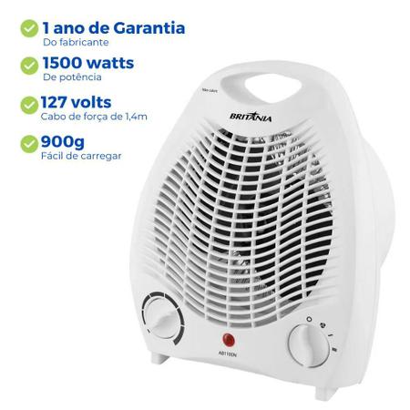 Imagem de Aquecedor E Ventilador Elétrico Portátil Ar Britânia 127v