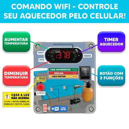 Imagem de Aquecedor Elétrico Comando Wifi Com Ionizador Para Piscinas Até 30 Mil Litros