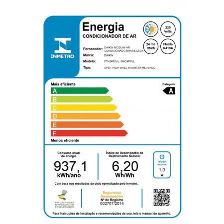 Imagem de Ar Condicionado Split Inverter Daikin Hi Wall Advance 24000 BTUs Quente Frio STH24P5VL77  220V