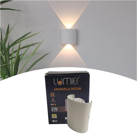 Imagem de Arandela de parede Lumier Decor IP65 2w 3000k Branca