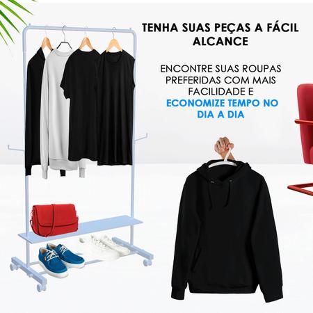 Imagem de Arara de Roupas Cabideiro Organizador Sapateira e Prateleira de Chão para Closet Quarto Aço Resistente