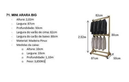 Imagem de Arara Mini c/ rodinhas Altura Ajustável  +  Arara 6 Prateleiras