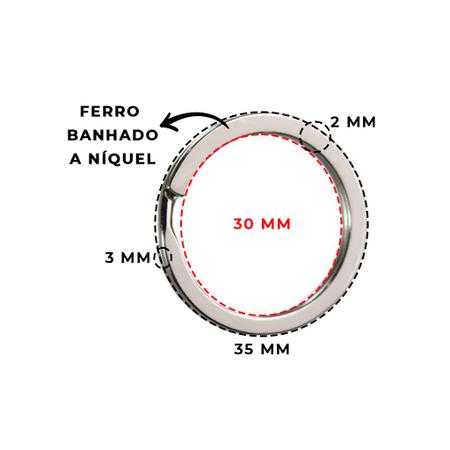 Argola de Chaveiro Sem Corrente 35mm 50 Peças Prata e 50 Peças Dourada - Russo Art Imagem de Argola de Chaveiro Sem Corrente 35mm 50 Peças Prata e 50 Peças Dourada