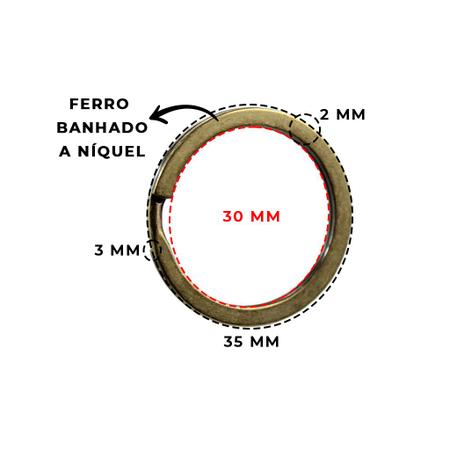 Argola Sem Corrente Batida 35mm Resistente Ouro Velho 50 Peças - Russo Art Imagem de Argola Sem Corrente Batida 35mm Resistente Ouro Velho 50 Peças