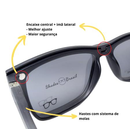 Imagem de Armação de óculos com clip on solar e night drive Shades Brasil