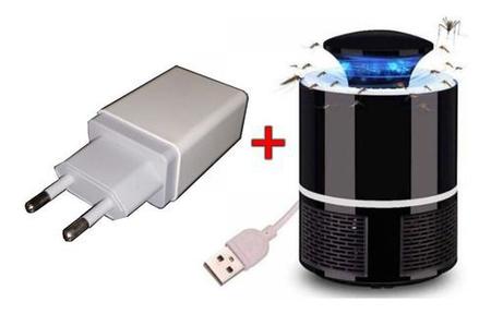 Imagem de Armadilha Mata Mosquito + Tomada Usb Pernilongo Led Violeta