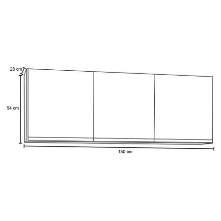 Imagem de Armário Aéreo 150cm 3 Portas Argélia Branco - Lumil