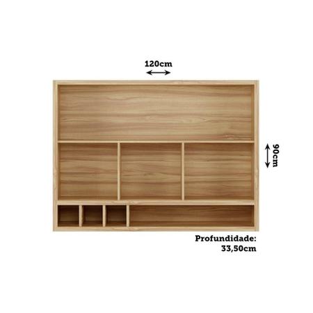 Imagem de Armário Aéreo de Cozinha 120cm 2 Portas Basculantes e Vidro Reflecta 100% MDF Syrah Móveis RioDoce Amêndoa/Off White