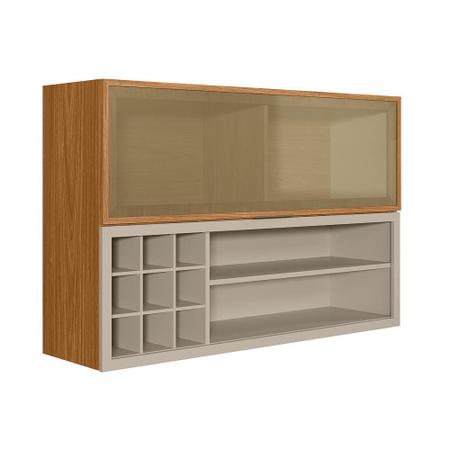 Imagem de Armário Aéreo Duplo Adega 09 garrafas MDF Nature Off White Flint Shop JM