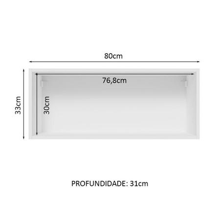 Imagem de Armário Aéreo Madesa Lux 80 cm 1 Porta Basculante - Branco/Branco Veludo