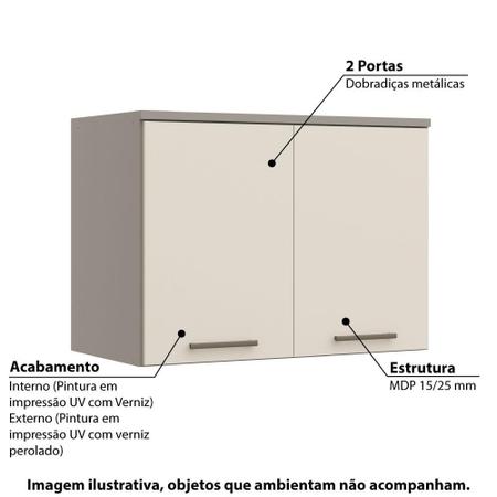 Imagem de Armário Aéreo Modulado Elegance 2 Portas - Cinza/Off White