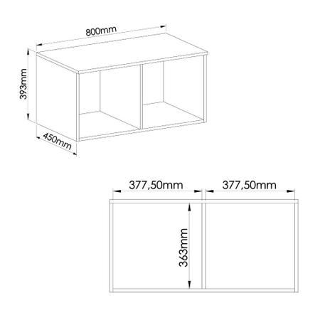 Imagem de Armário Aéreo Modulado Requinte com 1 Porta Basculante - Branco Line/Macadâmia