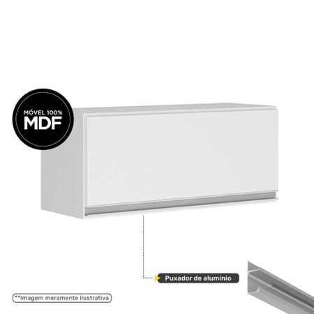Imagem de Armário Aéreo Multiuso Geladeira Lux 60cm 100% MDF 01 Porta Basculante Branco TX Fosco - Desk Design