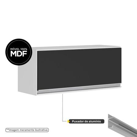 Imagem de Armário Aéreo Multiuso Geladeira Lux 70cm 100% MDF 01 Porta Basculante Branco Preto - Desk Design