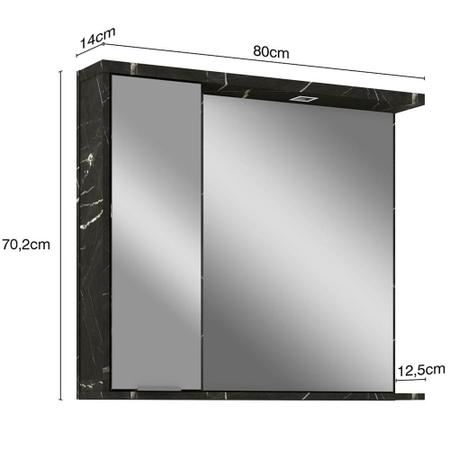 Imagem de Armário Aéreo Para Banheiro 80cm Com 01 Porta E Espelho Loft B06 Portoro - Lyam Decor