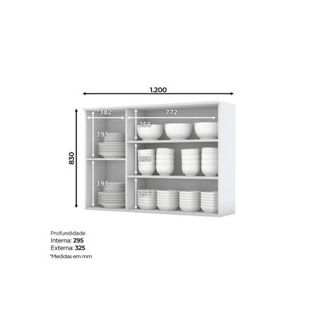 Armário Aéreo para Cozinha 120x32,5x83cm Nova York Henn Imagem de Armário Aéreo para Cozinha 120x32,5x83cm Nova York Henn