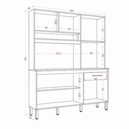 Armário Cozinha Compacta Siena 6 Portas 1 Gaveta Atacama Off White - Aramóveis Imagem de Armário Cozinha Compacta Siena 6 Portas 1 Gaveta Atacama Off White - Aramóveis