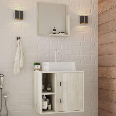 Imagem de Armário de Banheiro com Cuba e Espelho Soft 1 Porta 2 Prateleiras Snow 13685 - Compace