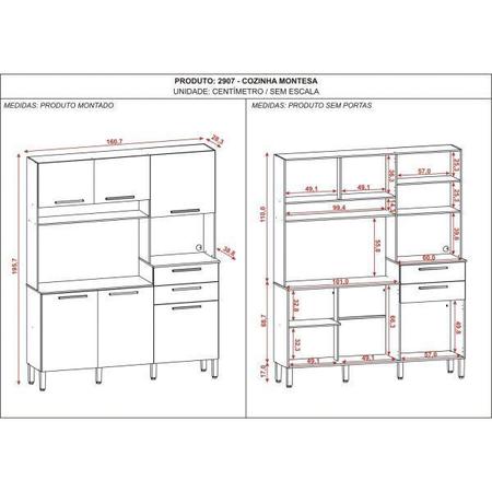 Imagem de Armário de Cozinha 6 Portas 2 Gavetas Kits Paraná