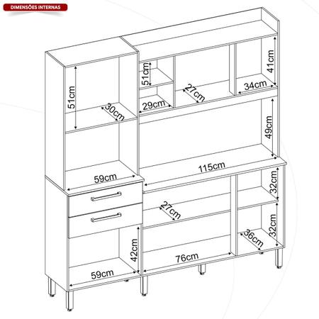 Imagem de Armário de Cozinha 6 Portas 2 Gavetas Select Demobile