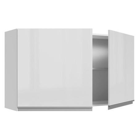 Imagem de Armário De Cozinha Aéreo 100% MDF 120 cm Portas Branco Brilho Acordes Madesa