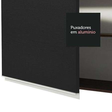 Imagem de Armário de Cozinha Aéreo 120 cm 2 Portas com Vidro Rustic/Preto Glamy Madesa