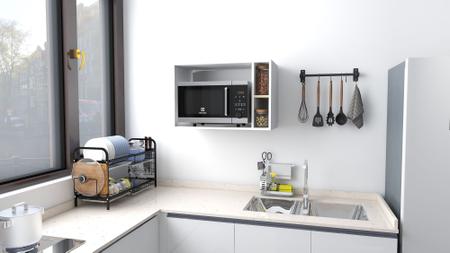 Imagem de Armário de cozinha Aéreo para Microondas com 3 Nichos - luxo