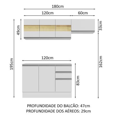 Imagem de Armário de Cozinha Compacta 100% MDF 180cm Smart Madesa 03