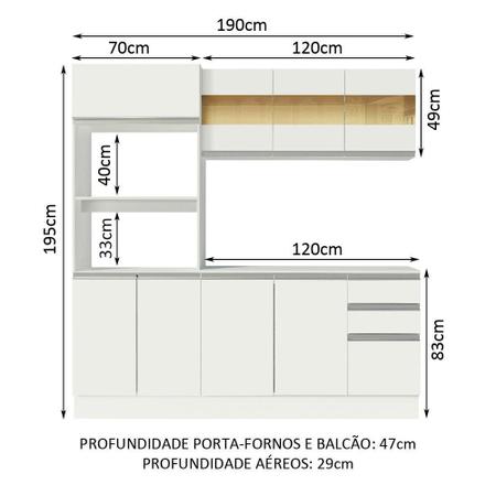 Imagem de Armário de Cozinha Compacta 100% MDF 190 cm Smart Madesa 01