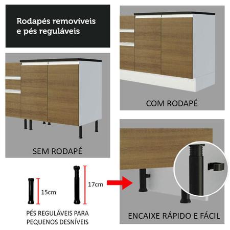Imagem de Armário de Cozinha Compacta 100% MDF Madesa Acordes XB190001 com Balcão e Torre - Branco/Rustic