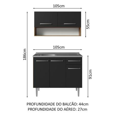Imagem de Armário de Cozinha Compacta 105cm com Pia Emilly Madesa 04