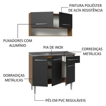 Imagem de Armário de Cozinha Compacta 105cm com Pia Emilly Madesa 04