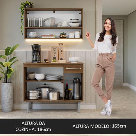 Imagem de Armário de Cozinha Compacta 105cm Rustic/Cinza Emilly Madesa 03