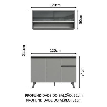 Imagem de Armário de Cozinha Compacta 120cm Cinza Nice Madesa 01