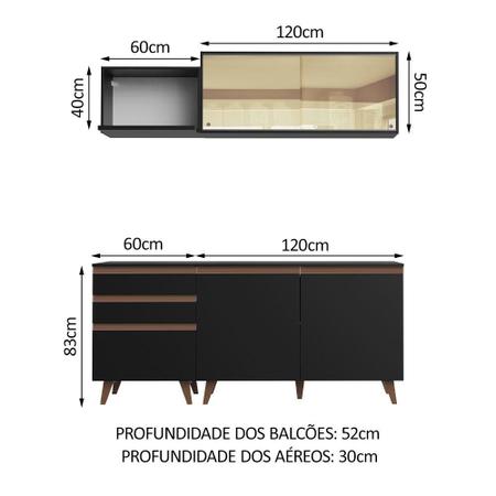 Imagem de Armário de Cozinha Compacta 180cm Preto Reims Madesa 01