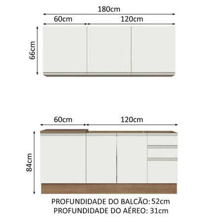 Imagem de Armário de Cozinha Compacta 180cm Rustic Branco Glamy Madesa 05