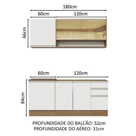 Imagem de Armário de Cozinha Compacta 180cm Rustic Branco Glamy Madesa 06