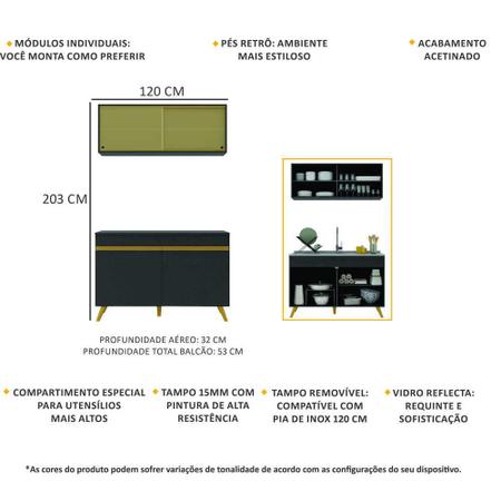 Imagem de Armário de Cozinha Compacta 2 peças  Veneza Multimóveis MP2140.130 Preto