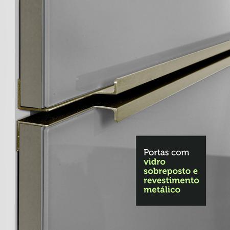 Armário de Cozinha Compacta 200cm Branco/Cinza Lux Madesa 01