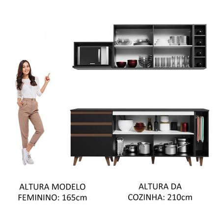 Imagem de Armário de Cozinha Compacta 200cm Preto Reims Madesa 01