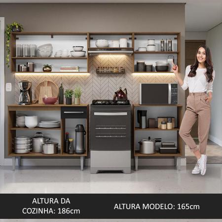 Imagem de Armário de Cozinha Compacta 229cm Rustic/Preto Emilly Madesa 15