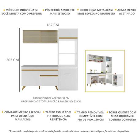 Imagem de Armário de Cozinha Compacta 3 peças MP3700 Veneza GW Multimóveis Branca