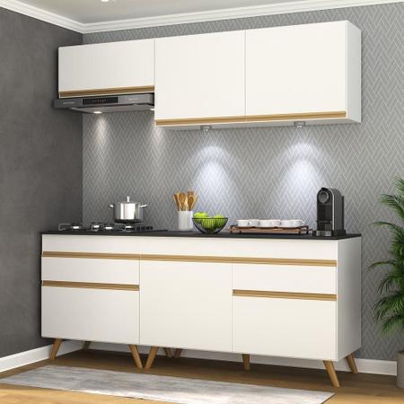 Imagem de Armário de Cozinha Compacta 4 peças com Leds MP2030 Veneza Up Multimóveis Branca