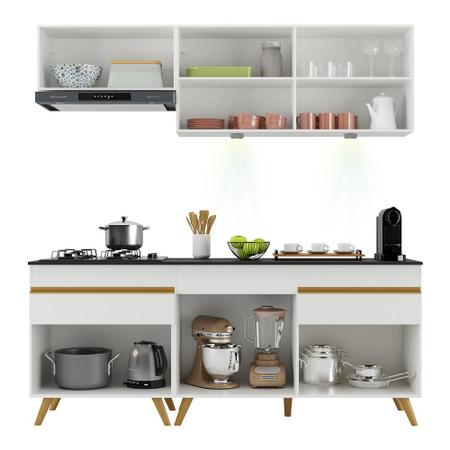 Imagem de Armário de Cozinha Compacta 4 peças com Leds MP2030 Veneza Up Multimóveis Branca