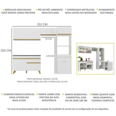 Imagem de Armário de Cozinha Compacta 4 peças MP3703 Veneza GW Multimóveis Branca