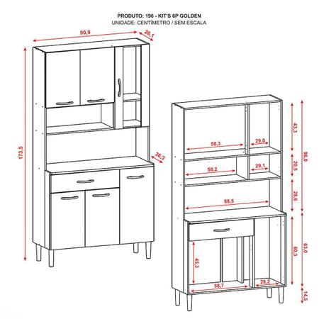 Armário Cozinha Compacta Golden 6 portas